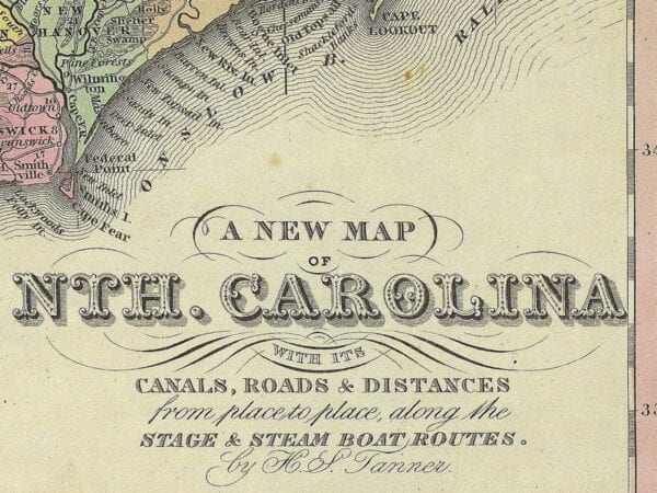 Vintage State Map of North Carolina 1833