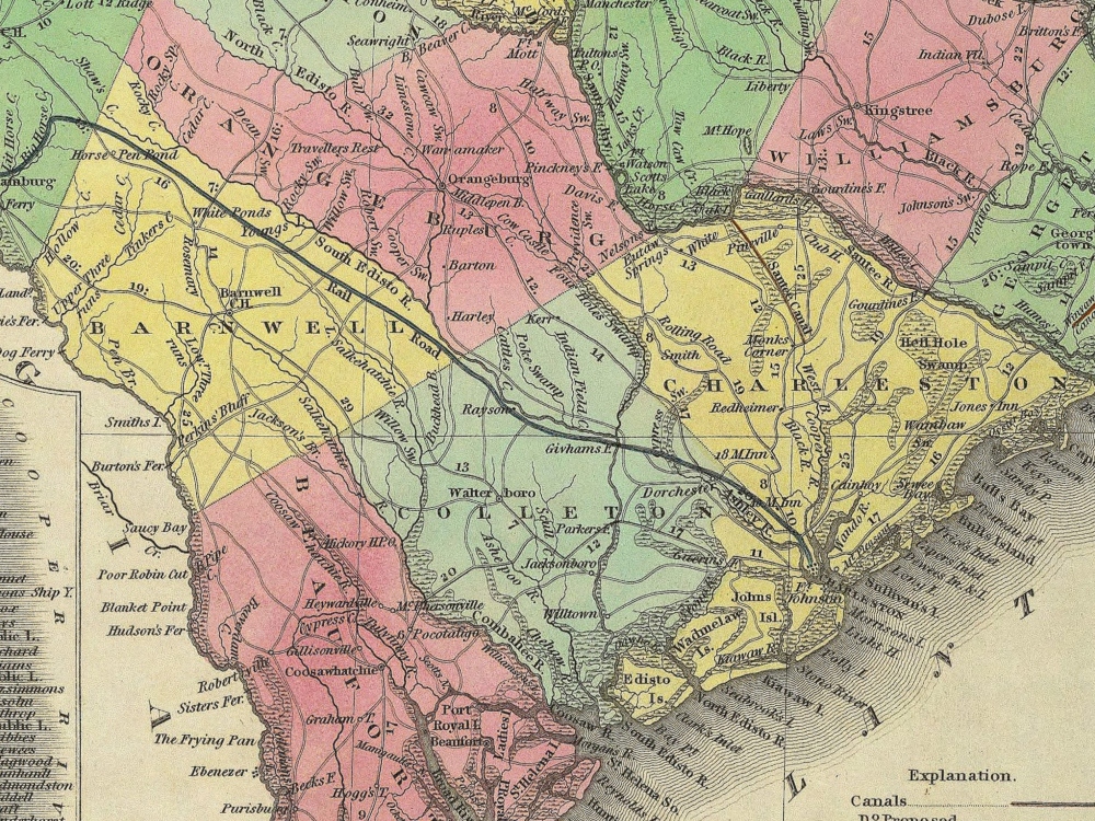 Vintage State Map of South Carolina 1833