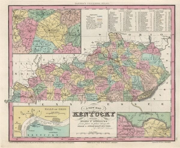 Vintage State Map of Kentucky 1833