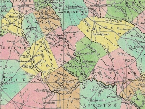 Vintage State Map of Georgia 1833