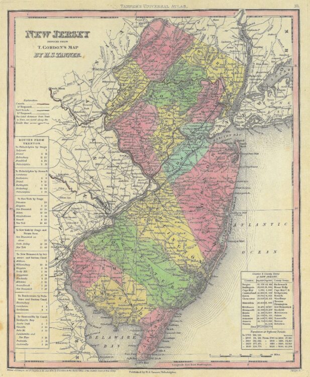 Vintage State Map of New Jersey 1833