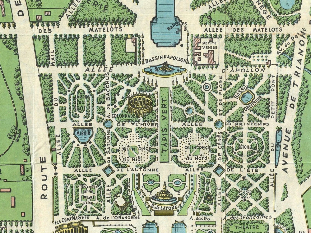 Vintage Map Of Versailles 1920