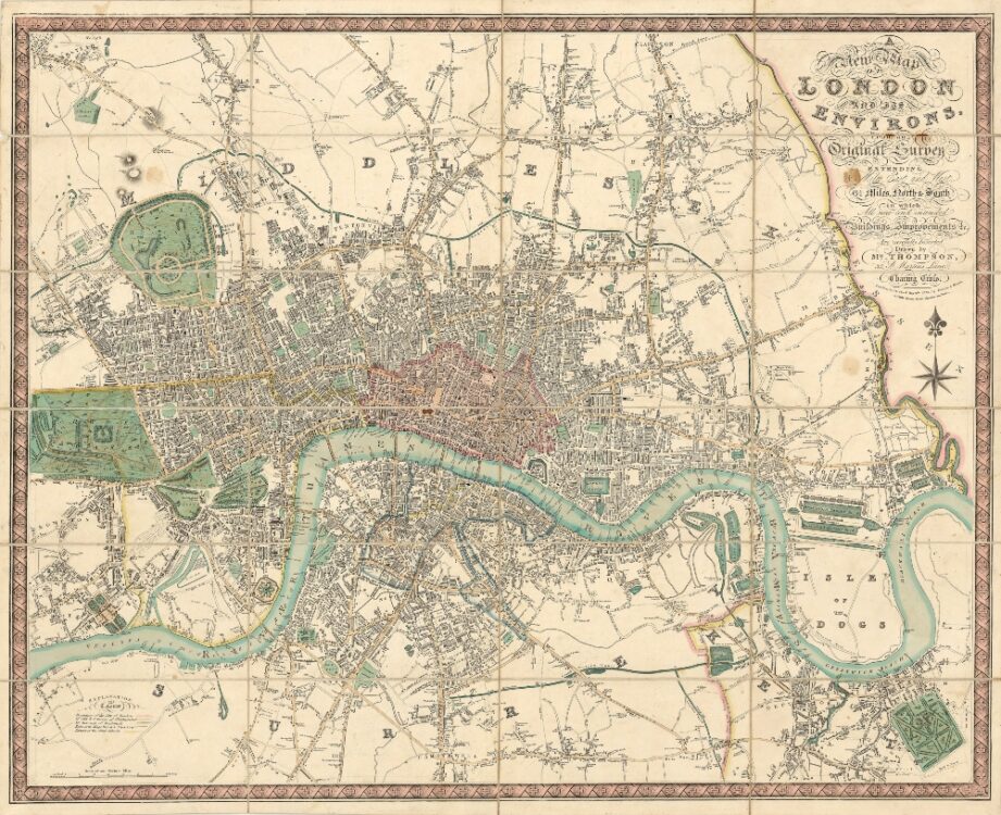 Vintage Map of Lodon 1822