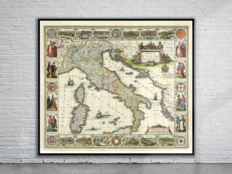 Vintage Map Of Italy 1620