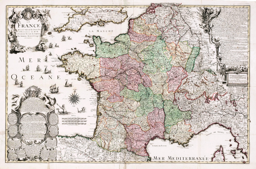 Vintage Map of France 1713