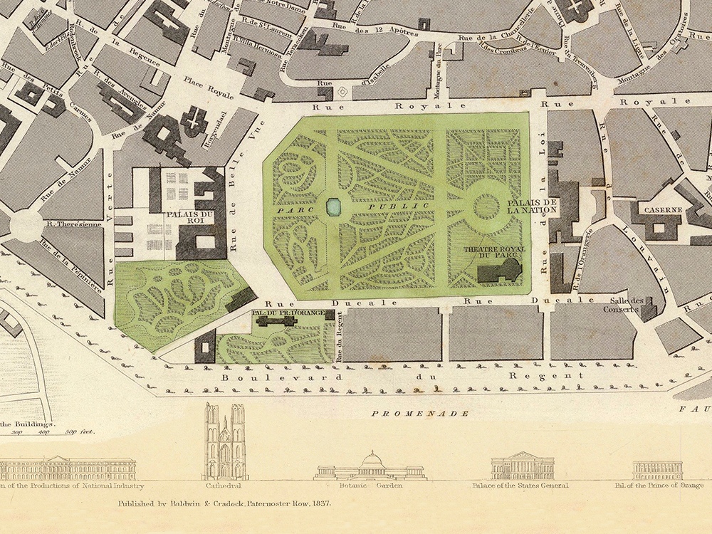 Vintage Map Of Brussels 1837   Brussels SDUK 1837c 